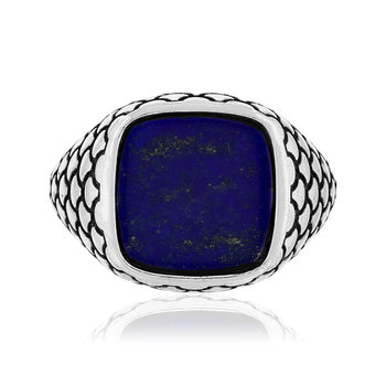 Bague argent 925 écailles lapis lazuli carré