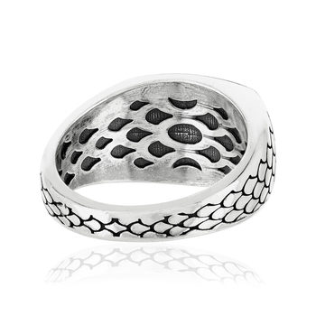 Bague argent 925 écailles spinelles noires rectangulaire