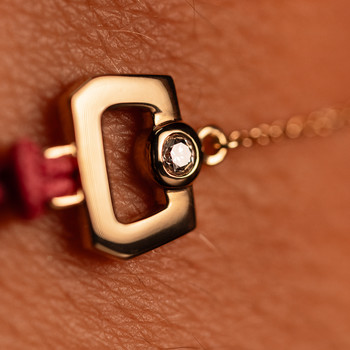 Bracelet boucle chaine or recyclé 750 jaune diamant et cordon rose 18cm