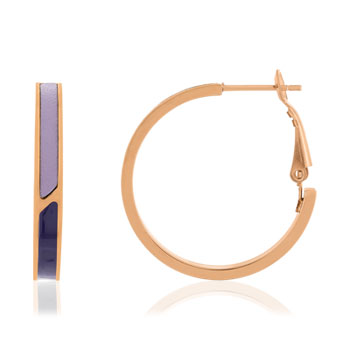 Purple lacquered steel hoop earrings 25mm