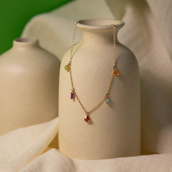 Collier or 375 jaune pierres fines 45cm