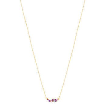 Collier or 375 2 tons diamants pierres précieuses et fines 45cm anneau de raccourcissement à 42cm