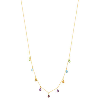 Collier or 375 jaune pierres fines 45cm
