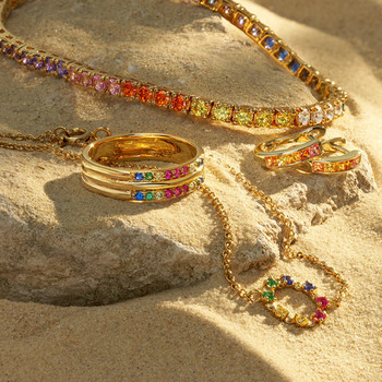 Bague plaqué or pierres synthétiques multicolores