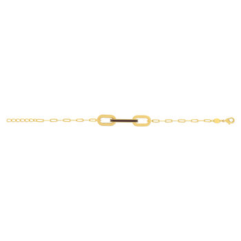 Bracelet plaqué or anneaux laque marron 16cm.