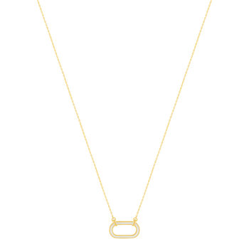 Necklace gold-plated oval motif white lacquer 45cm