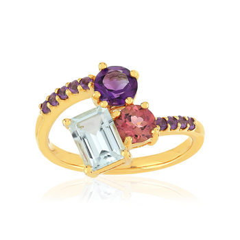 Bague or 375 pierres fines