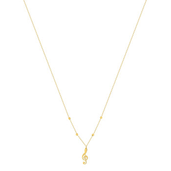 Collier or 375 jaune motif clef de sol 45 cm