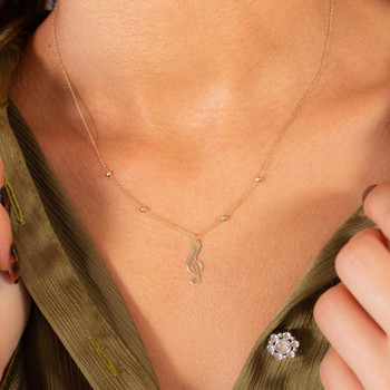 Collier or 375 jaune motif clef de sol 45 cm