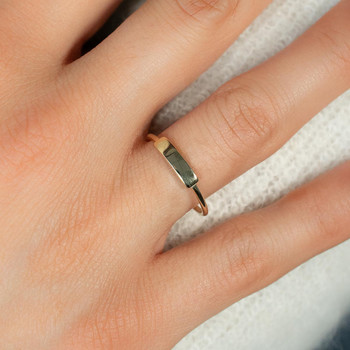 Bague or 375 jaune rectangle