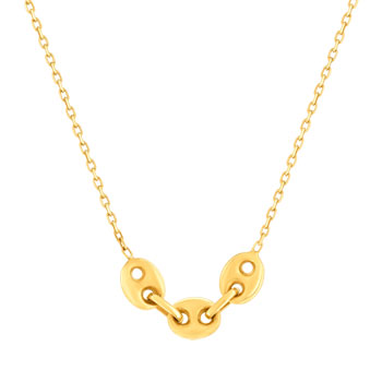 Collier or 375 jaune 3 motifs grain de café 45cm