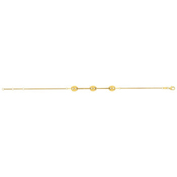 Bracelet or 375 jaune 3 motifs grain de café 19cm