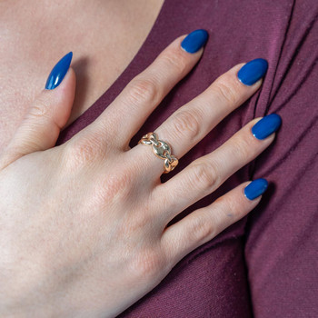Bague or 375 jaune maille grain de café