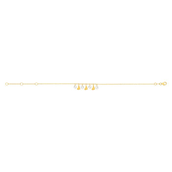 Bracelet or 375 jaune pampilles coeurs et zirconias 20.5cm
