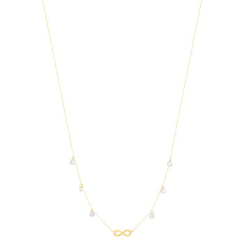 Collier or 375 jaune motif infini et pampilles zirconias 45cm