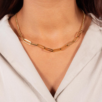 Collier acier jaune maille fantaisie 45 cm