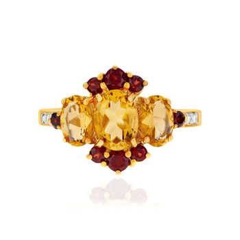 Bague or 375 2 tons pierres fines et diamants