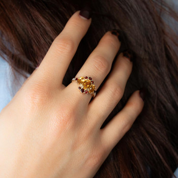 Bague or 375 2 tons pierres fines et diamants