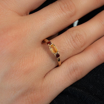 Bague or 375 jaune pierres fines