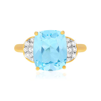 Bague or 375 2 tons topaze et zirconias