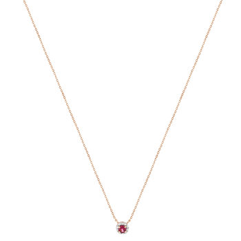 Collier or 375 rose et rhodié grenat rhodolite et saphirs blancs 45cm