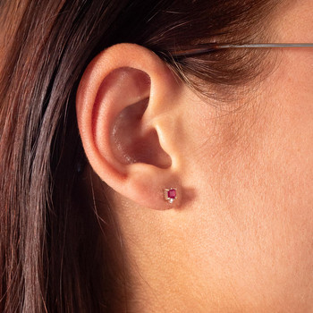 Boucles d'oreilles or 375 2 tons rubis et diamants