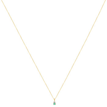 Collier or 375 2 tons émeraude et diamant 45 cm avec anneau de raccourcissement à 42cm