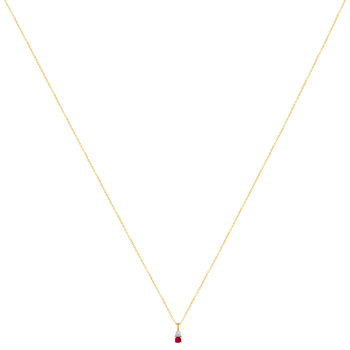 Collier or 375 2 tons rubis et diamant 45 cm avec anneau de raccourcissement à 42 cm