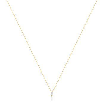 Collier or 375 2 tons perles de culture de Chine et diamants 45 cm avec anneau de raccourcissement à 42 cm