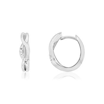 Créoles or 375 blanc diamants