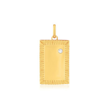 Pendentif or 375 jaune rectangulaire diamant