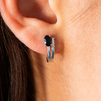Boucles d'oreilles or 375 blanc saphirs et diamants