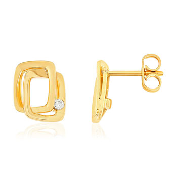 Boucles d'oreilles or 375 jaune diamants