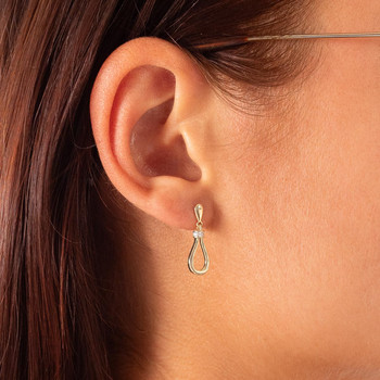 Boucles d'oreille or 375 2 tons pendants diamants
