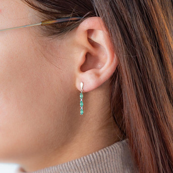 Boucles d'oreilles or 375 2 tons émeraudes ovales et diamants