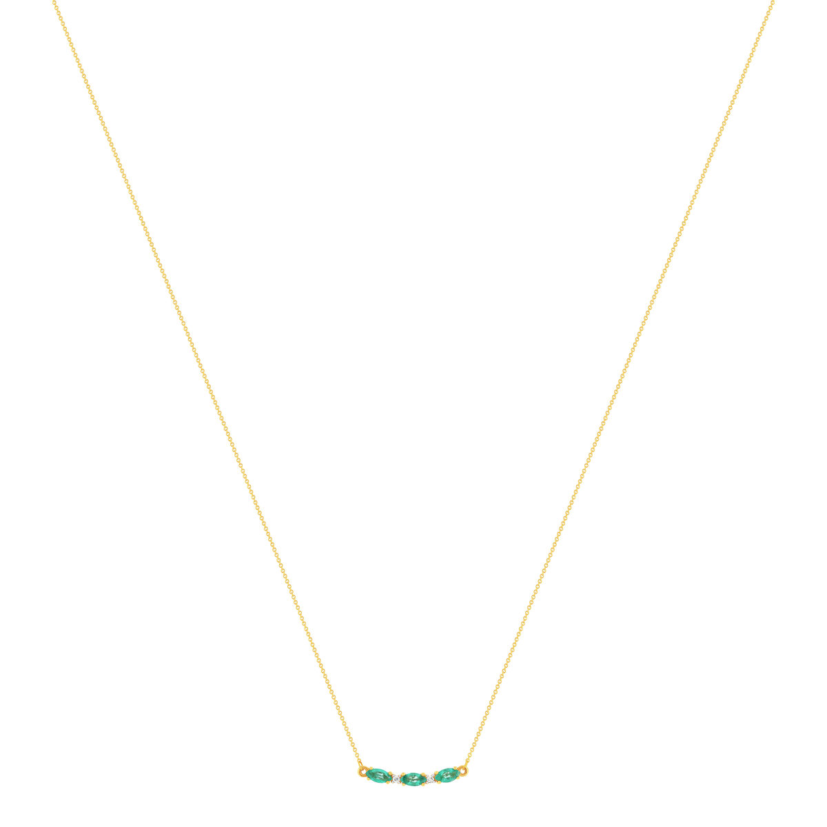Collier or 375 2 tons émeraudes ovales et 2 diamants 42,5 cm - vue 2