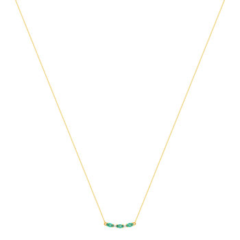 Collier or 375 2 tons émeraudes ovales et 2 diamants 42,5 cm