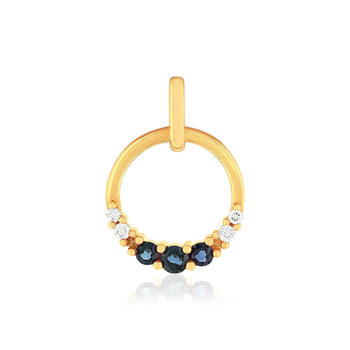 Pendentif or 375 jaune saphirs et diamants