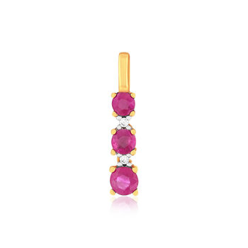 Pendentif or 375 2 tons rubis et diamants