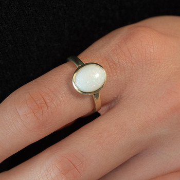 Bague or 375 jaune opale