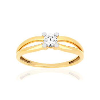 Solitaire or 375 2 tons zirconia