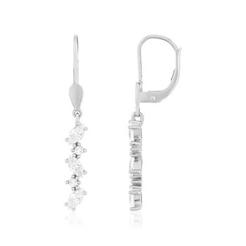 Boucles d'oreilles or 375 blanc dormeuses zirconias
