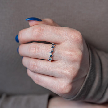 Bague or 750 2 tons diamants et saphirs