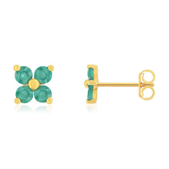 Boucles d'oreilles or 750 jaune émeraudes