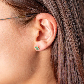 Boucles d'oreilles or 750 jaune émeraudes
