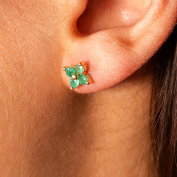 Boucles d'oreilles or 750 jaune émeraudes
