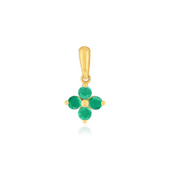 Pendentif or 750 jaune fleur émeraudes