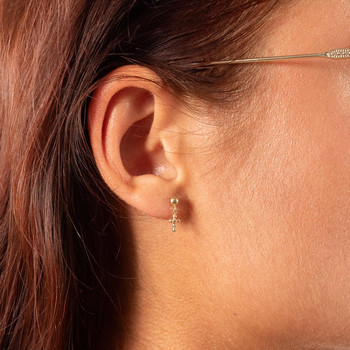Boucles d'oreilles or 375 jaune croix religieuse