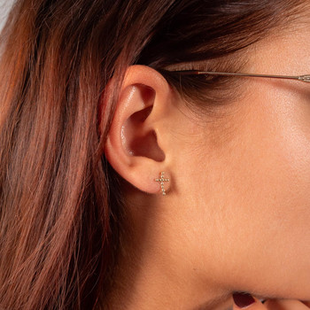 Boucles d'oreilles or 375 jaune croix religieuse