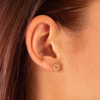 Boucles d'oreilles or 375 jaune coeur